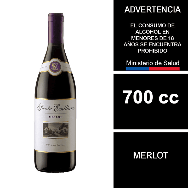 Vino Santa Emiliana Merlot 700 cc 1