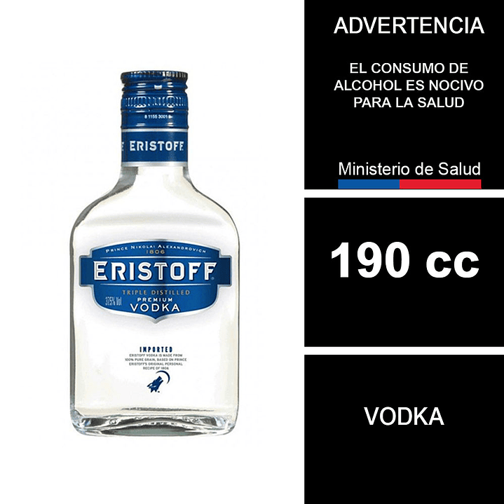 Vodka Eristoff Premium 190 cc 1