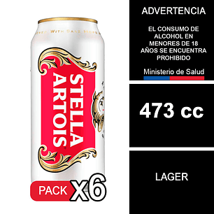 X6 Stella Artois 473 cc