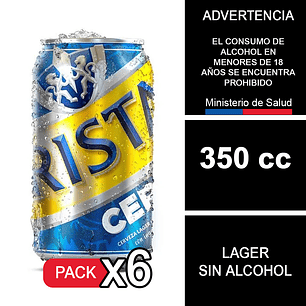 X6 Cristal Lager Sin Alcohol 350 cc