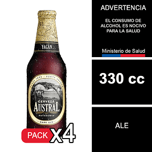X4 Cerveza Austral Yagan Dark Ale 330 cc