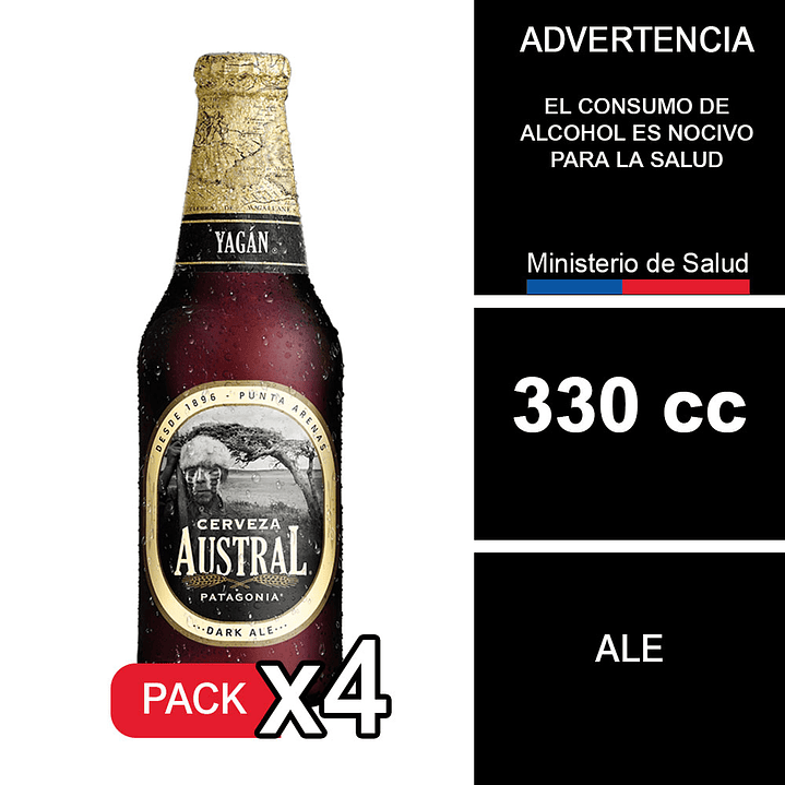 X4 Cerveza Austral Yagan Dark Ale 330 cc 1