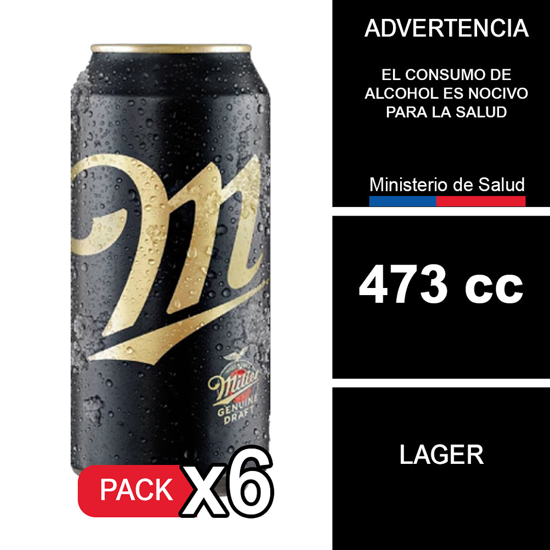 X6 Cerveza Miller 473 cc 1