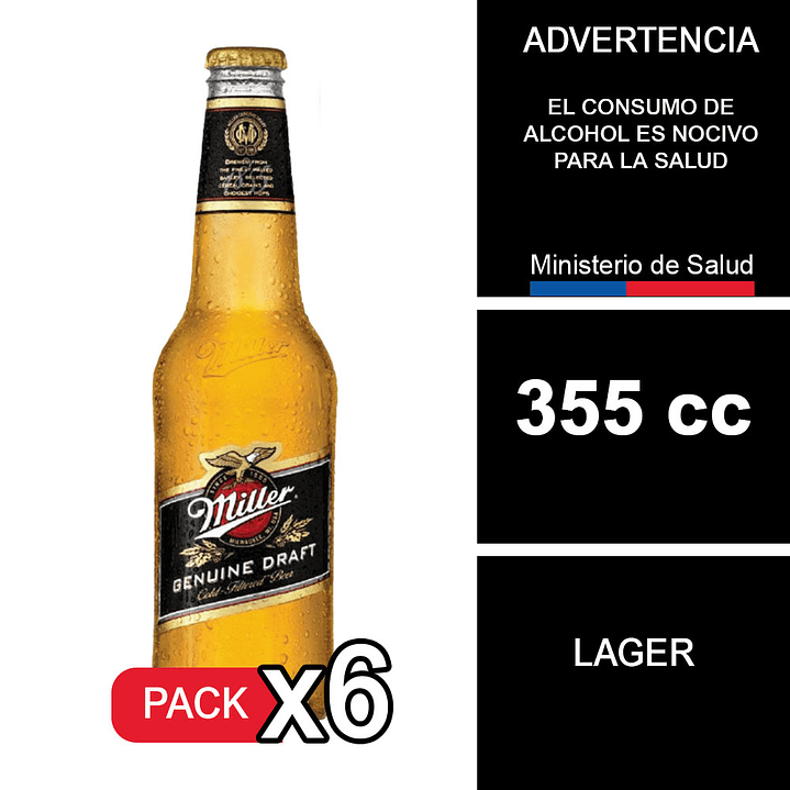 X6 Cerveza Miller 355 cc 1