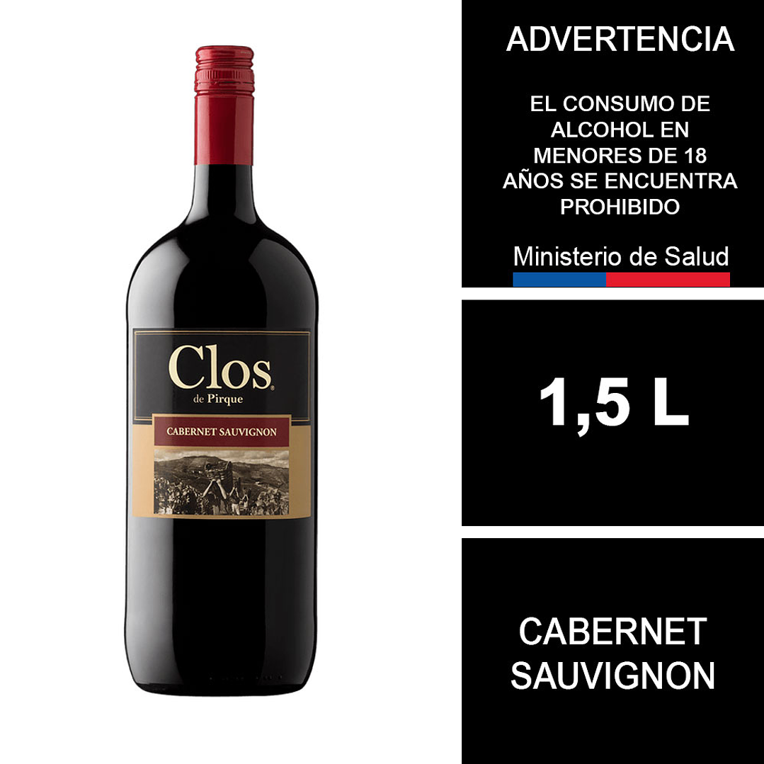 Vino Clos De Pirque Cabernet Sauvignon Botellón 1,5 Lt 1