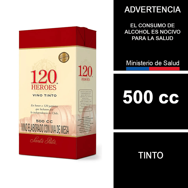 Vino Tinto Santa Rita 120 Caja 500 cc 1
