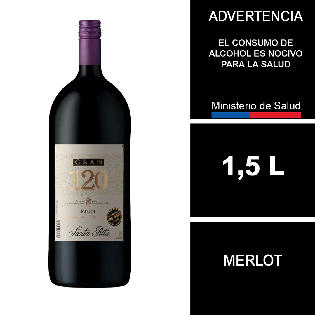 Vino Gran 120 Santa Rita Merlot 1,5 L 1