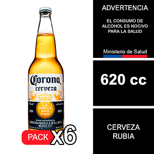 6X Corona Extra Botella 620 cc