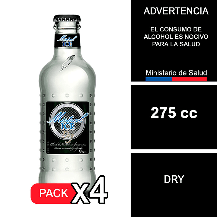 X4 Cóctel Mistral Ice Dry 9° Botella 275cc 1