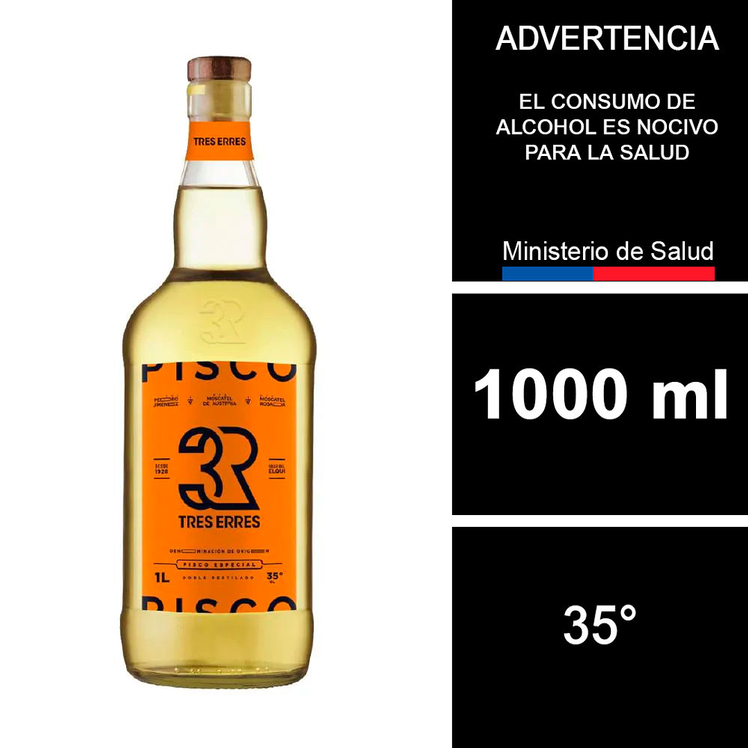 Pisco Tres Erres 35 ° 1000 cc 1