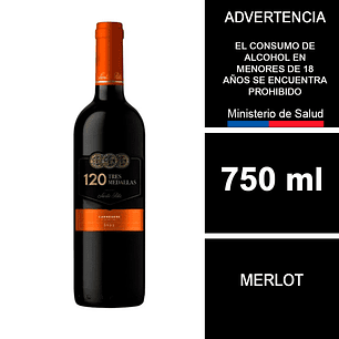Vino Santa Rita 120 Tres medallas Carmenere 700 cc