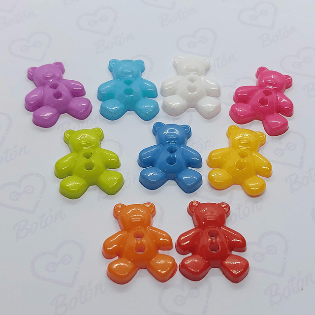 Mix 10 Botones Color Bear 16 x 19 mm.