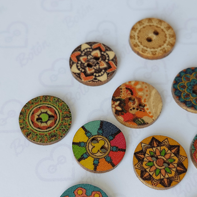 Mix 10 Botones Mandala 15 mm. 