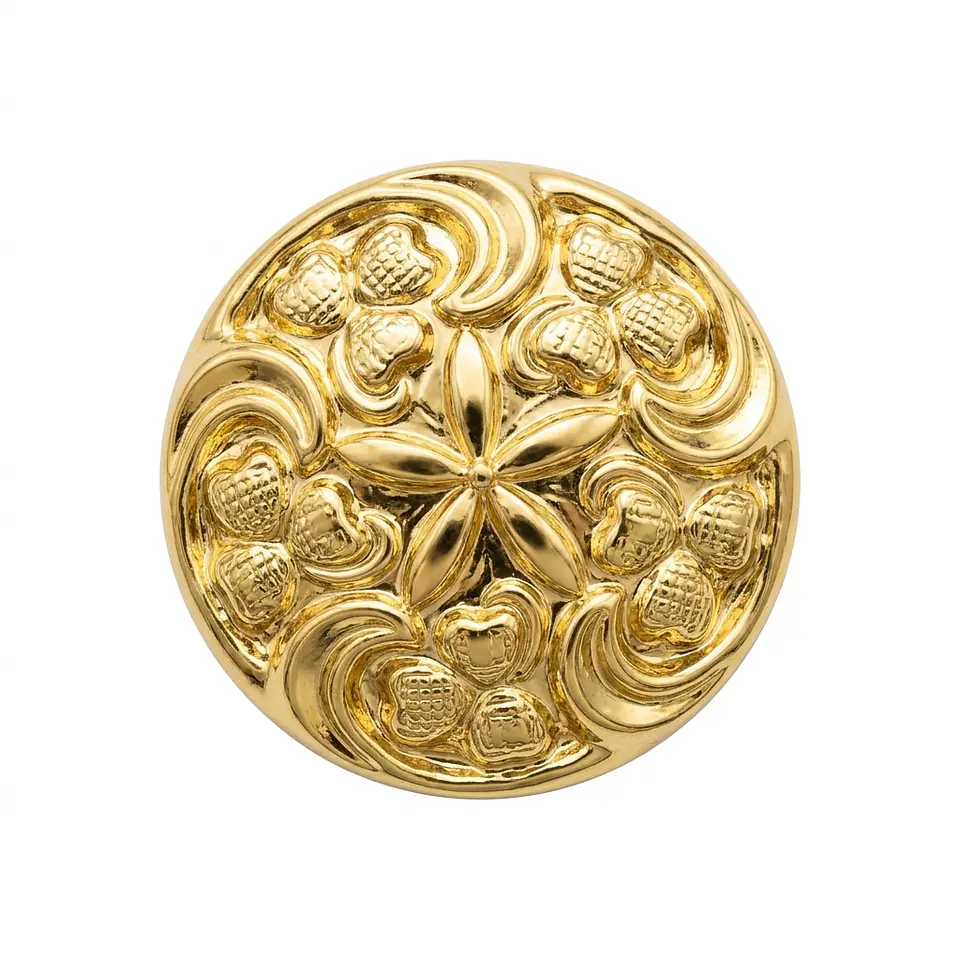Botón Metalizado Dorado de Poliéster Fantasía en Sets de 10 Unidades 1