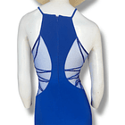 Vestido azul rey transparencias con aplicaciones de mostacillas 4