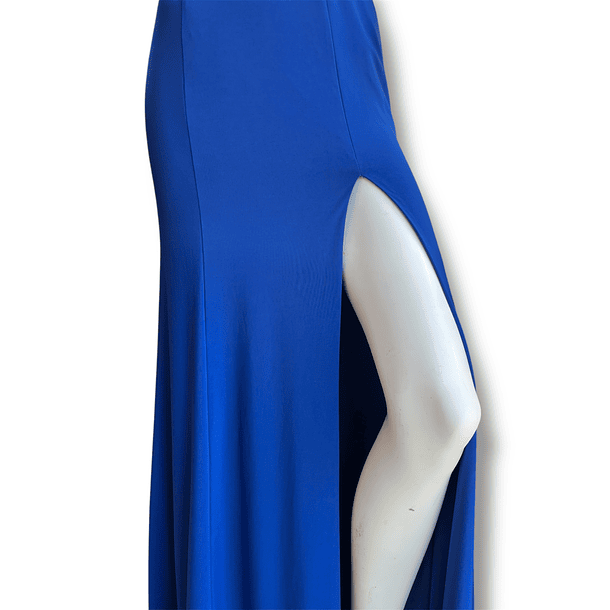 Vestido azul rey transparencias con aplicaciones de mostacillas 3