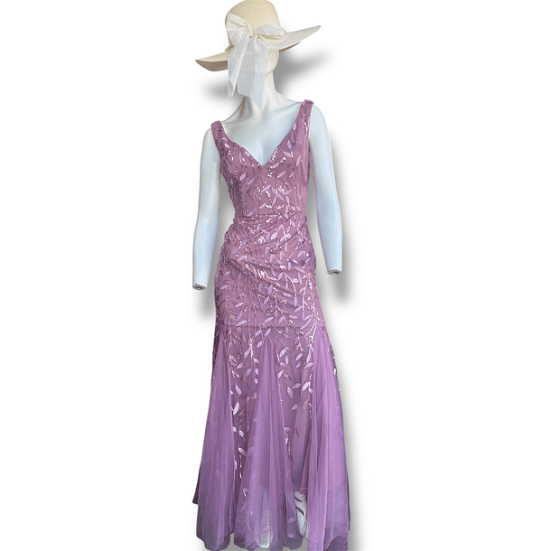 Vestido rosado lentejuelas corte sirena