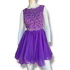 Vestido morado tul con encaje corto 1
