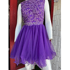 Vestido morado tul con encaje corto 3