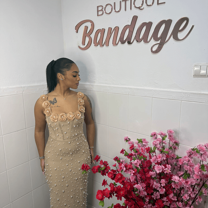 Vestido bandage Esmeralda - Bege 1