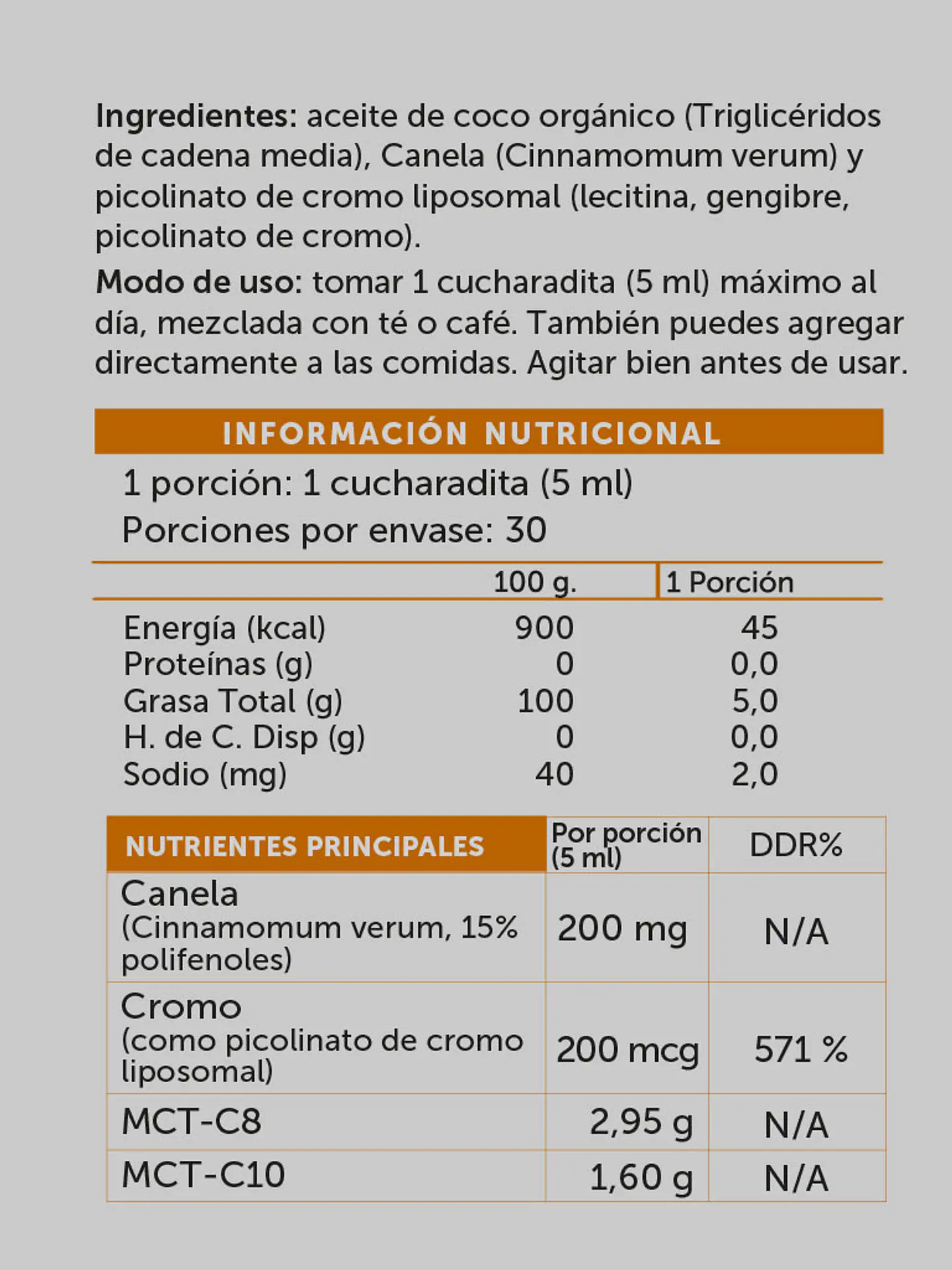 MCT Cromo Canela 150 ml 2