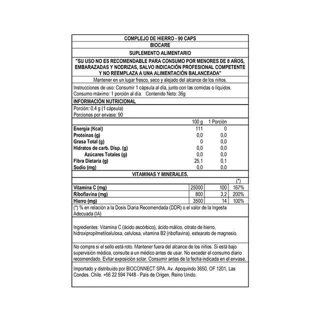COMPLEJO DE HIERRO (IRON COMPLEX) 90 CÁPSULAS