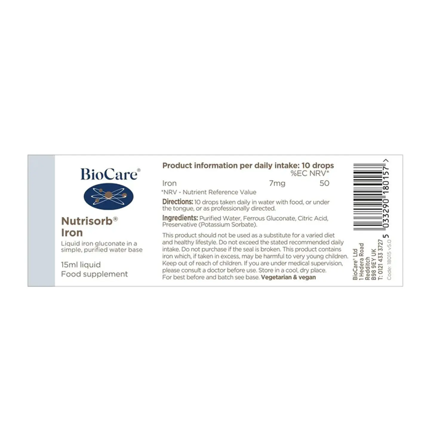 Nutrisorb Hierro Líquido Biocare – Hierro Líquido de Alta Absorción en Gotas 15 ml  3