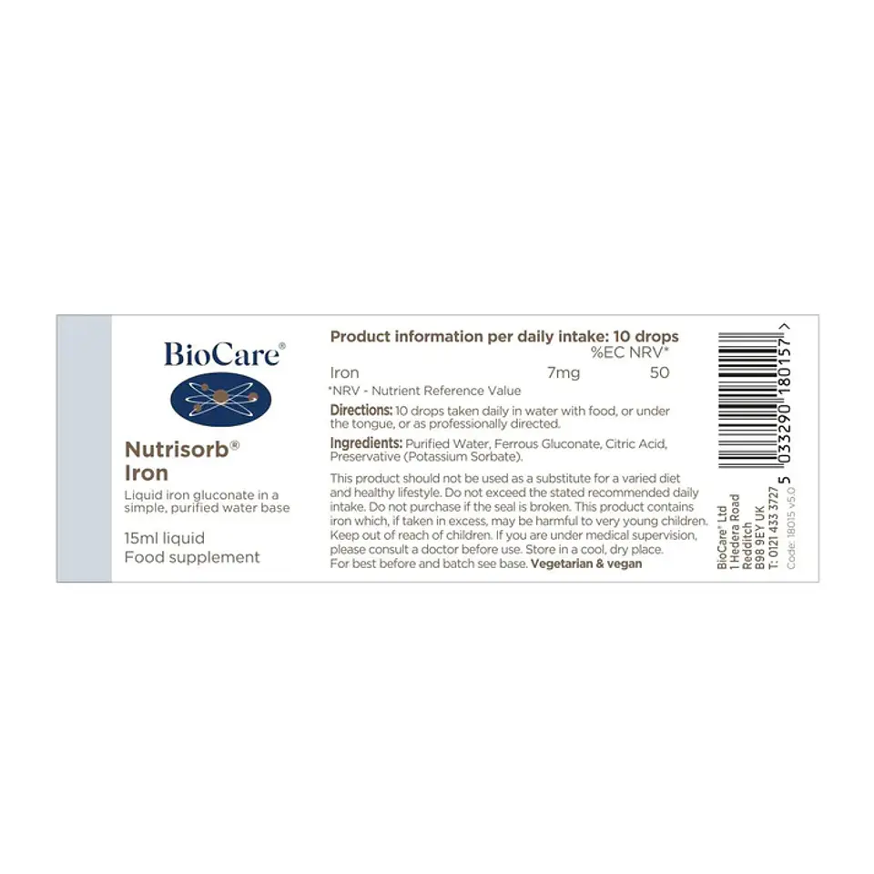Nutrisorb Hierro Líquido Biocare – Hierro Líquido de Alta Absorción en Gotas 15 ml  3