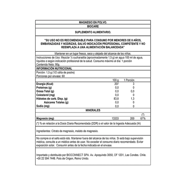 MAGNESIO EN POLVO 90 GRAMOS