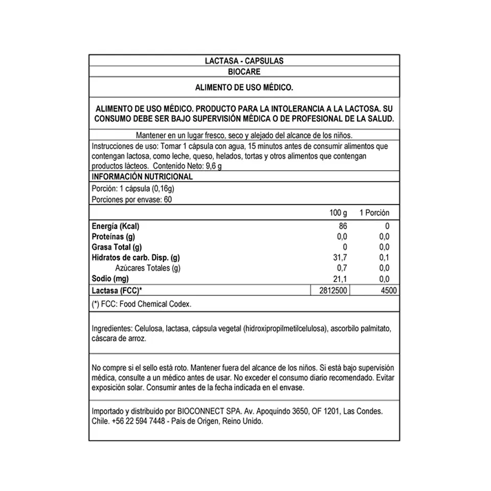 Lactasa - Enzimas Digestivas 60 Cáp 2