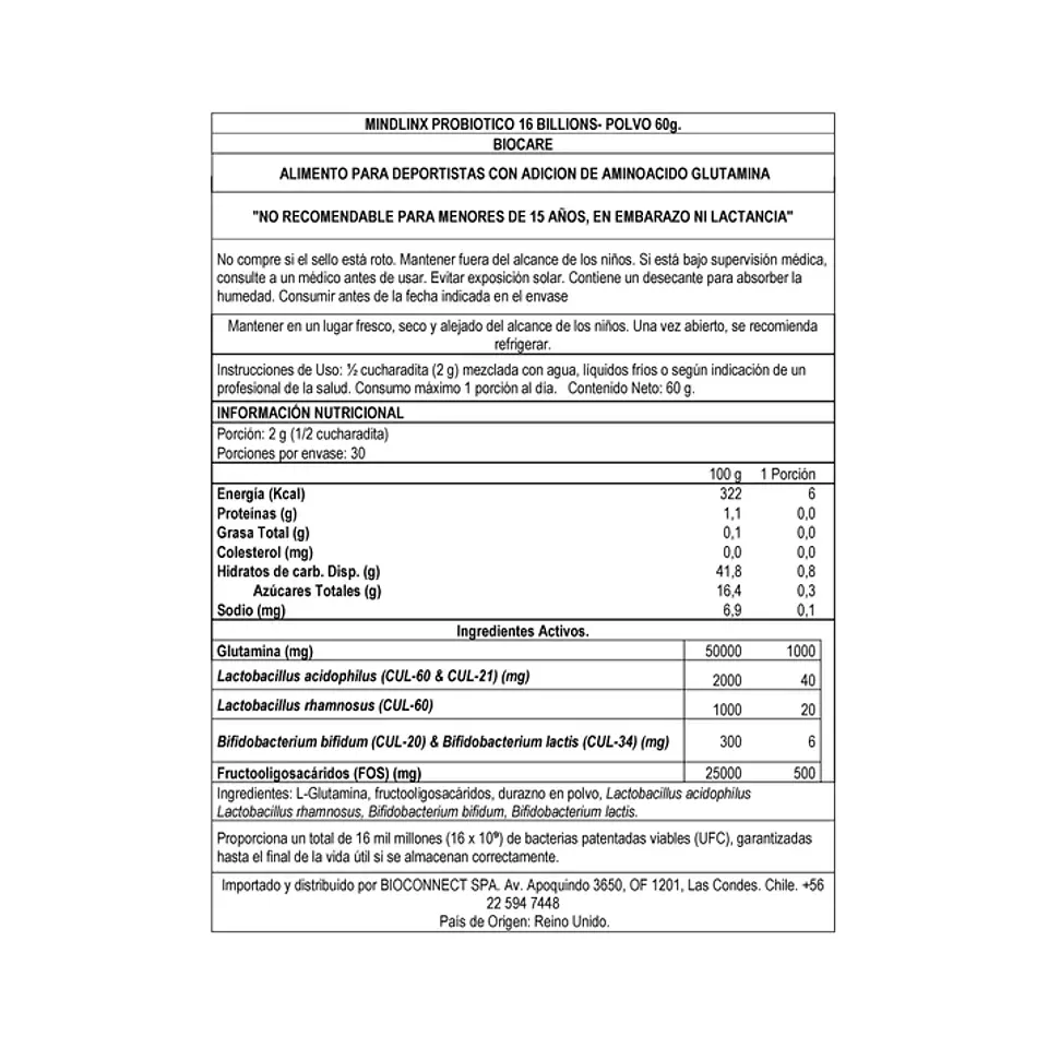 Probiótico - Mindlinx en polvo 60 gr 2