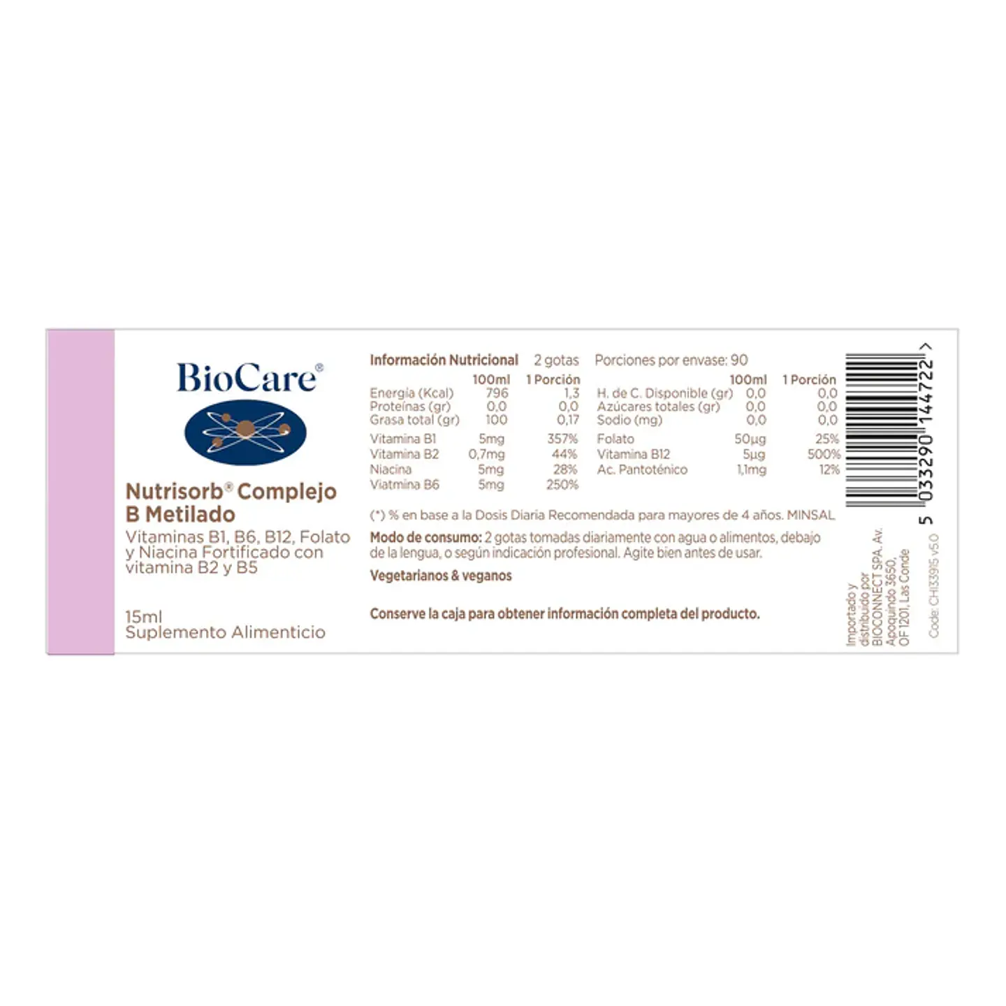 Complejo B Metilado Líquido Biocare – Vitaminas B Activas en Gotas Alta Absorción 15 ml 3