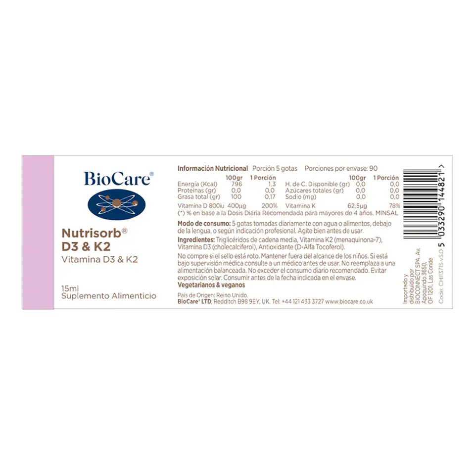  Vitamina D3 + K2 Líquida Biocare – Vitamina D3 con K2 MK-7 en Gotas Alta Absorción 15 ml 4
