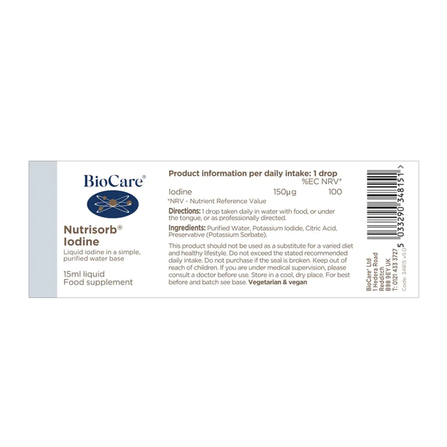 Nutrisorb Yodo Líquido Biocare – Yodo en Gotas Alta Absorción para Metabolismo y Equilibrio Hormonal 15 ml 4