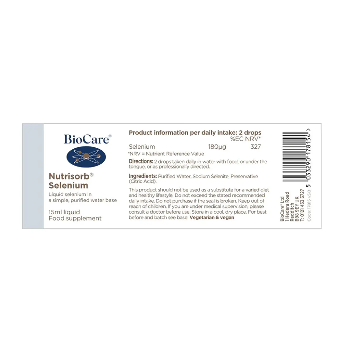 Nutrisorb Selenio Líquido Biocare – Selenio en Gotas Alta Absorción 15 ml  2
