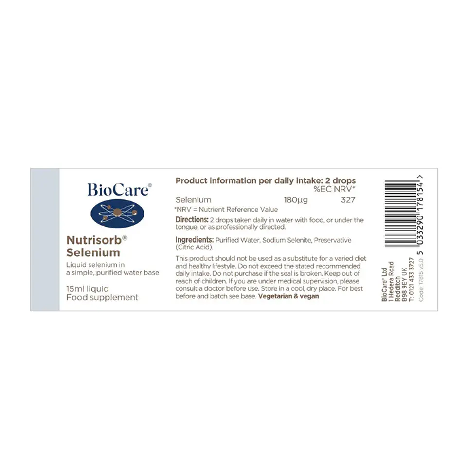 Nutrisorb Selenio Líquido Biocare – Selenio en Gotas Alta Absorción 15 ml  2