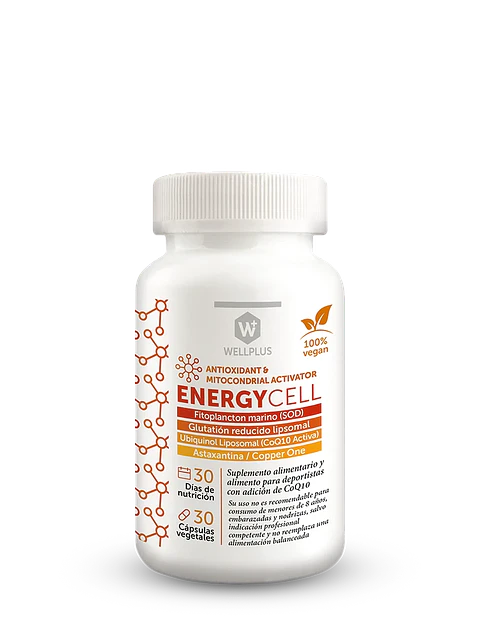 Energy Cell Wellplus – Glutatión Liposomal + CoQ10 + Astaxantina | Energía Celular y Antioxidante Avanzado 30 cápsulas