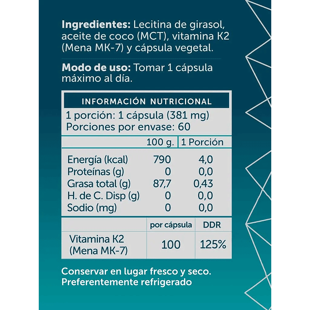 Vitamina K2 Plus 60 cápsulas