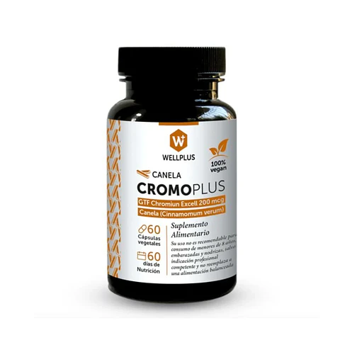 Cromo Plus Wellplus – Picolinato de Cromo Liposomal con Canela | 60 Cápsulas