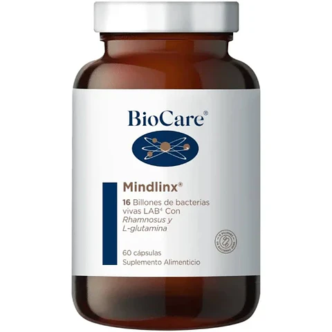 Mindlinx Probióticos con Glutamina Biocare – 16 Billones UFC Libre de FOS 60 Cápsulas