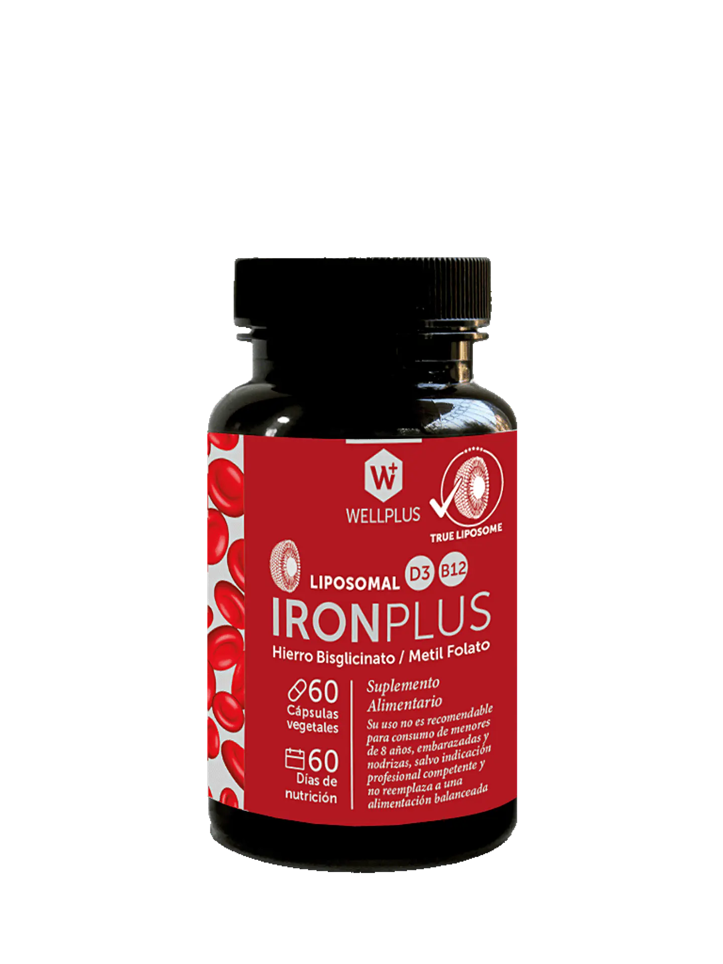 IronPlus Wellplus Liposomal 60 cápsulas – Hierro bisglicinato con metil folato y vitamina B12 | Boutique de Piel 1