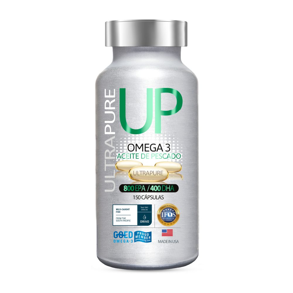 Omega Up Ultra Pure 150 Capsulas – Omega 3 Alta Concentración EPA 800 mg + DHA 400 mg en Cápsulas Blandas