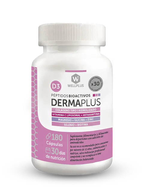 Dermaplus Wellplus 180 cápsulas – Péptidos bioactivos de colágeno con vitamina C liposomal | Boutique de Piel