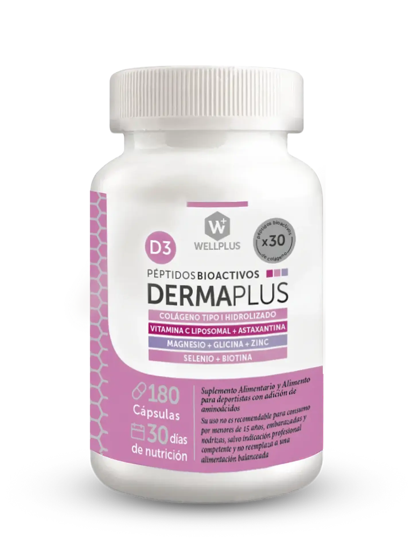Dermaplus Wellplus 180 cápsulas – Péptidos bioactivos de colágeno con vitamina C liposomal | Boutique de Piel 1
