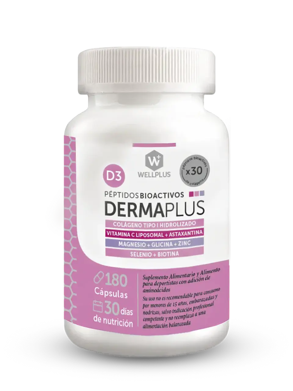 Dermaplus Wellplus 180 cápsulas – Péptidos bioactivos de colágeno con vitamina C liposomal | Boutique de Piel 1