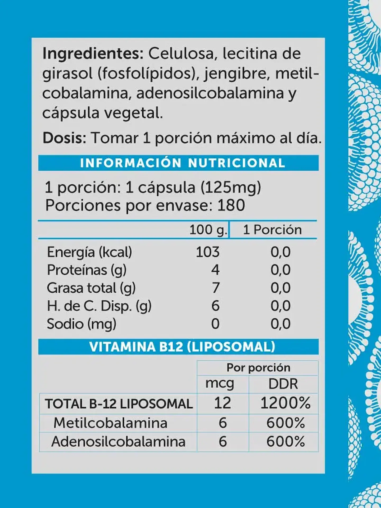 Vitamina B12 Plus Liposomal 180 Cáp 2
