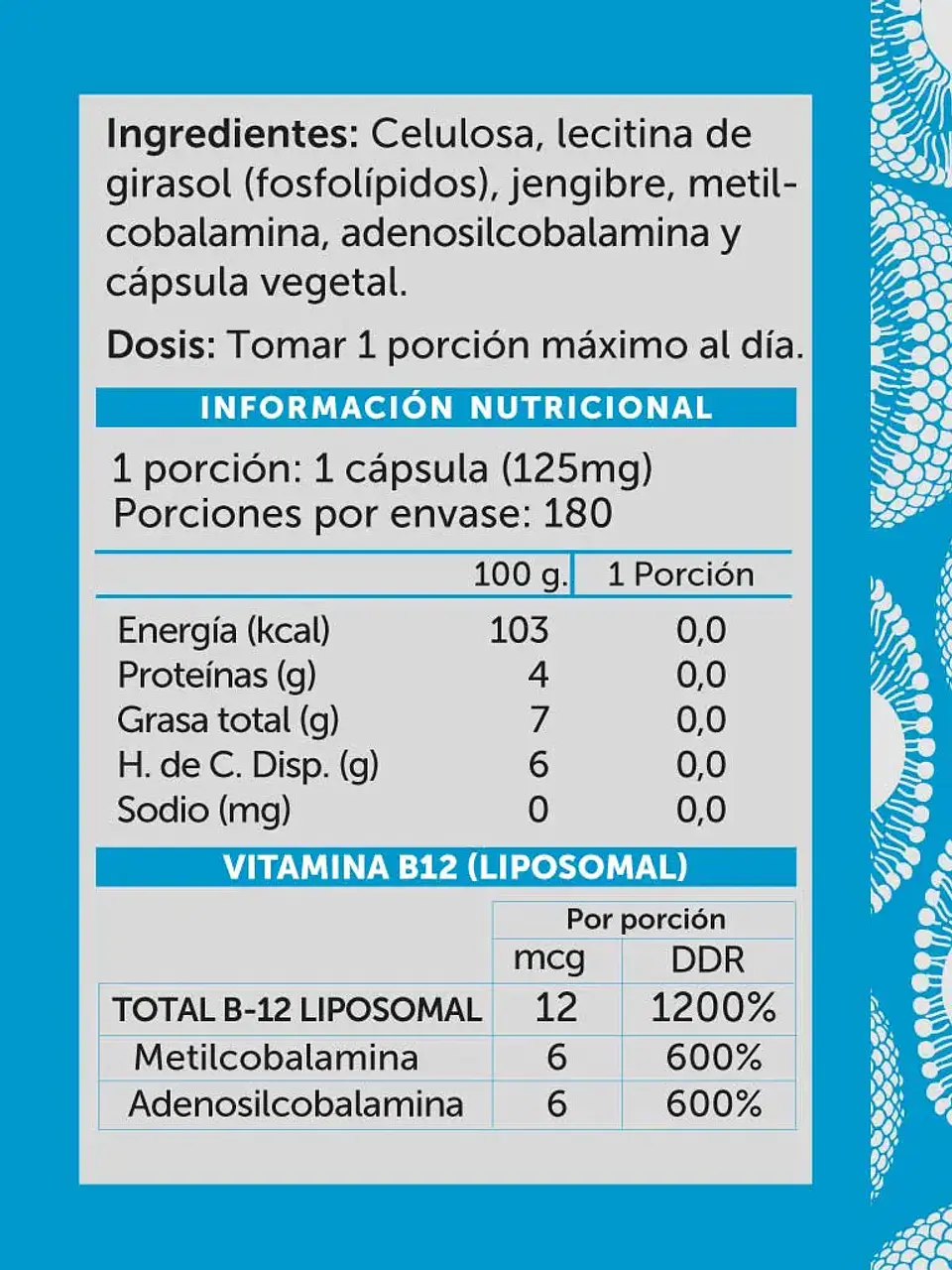 Vitamina B12 Plus Liposomal 180 Cáp 2