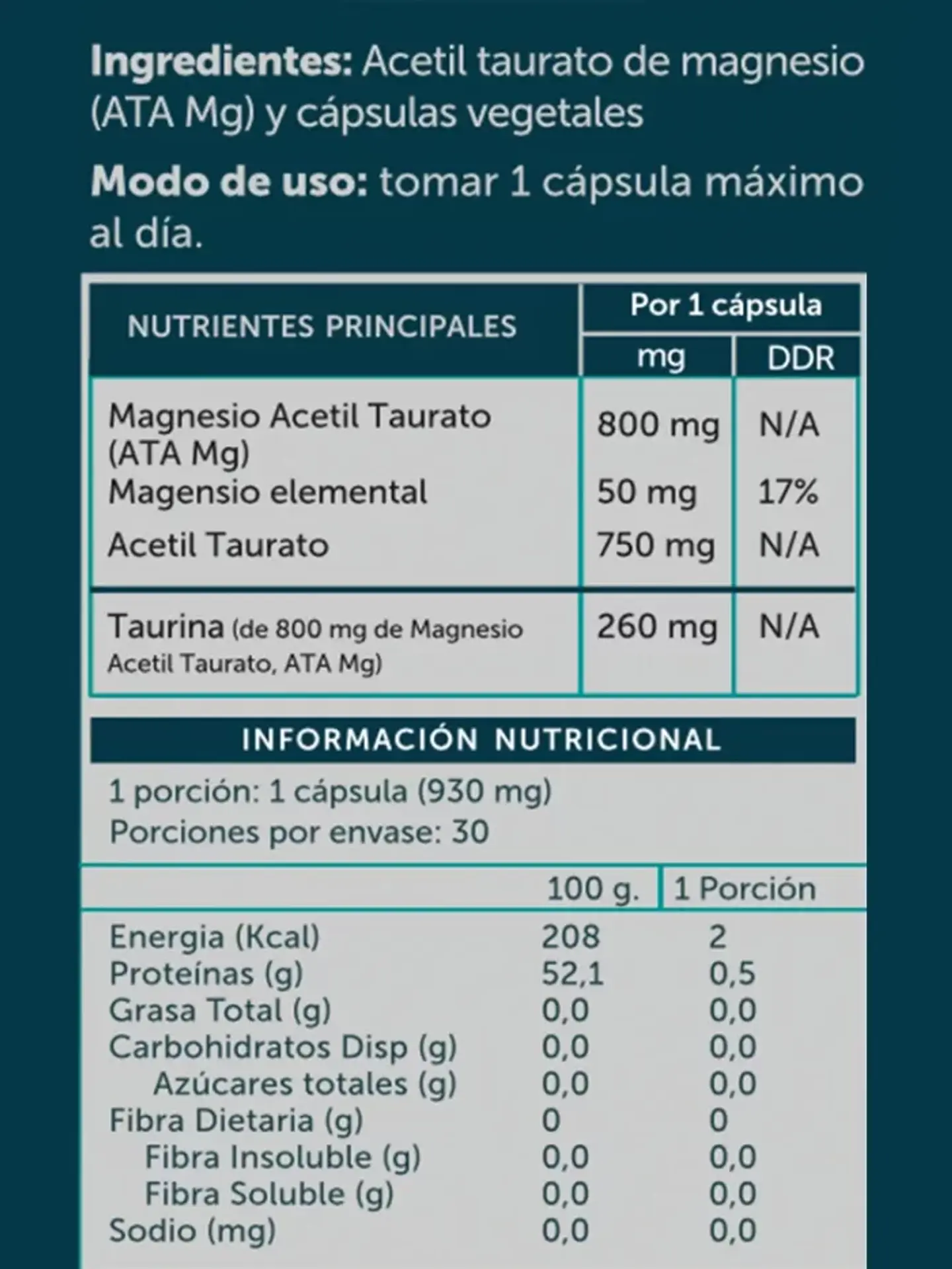 ATAMg Magnesio Acetil Taurato Pure Wellplus – Magnesio para Cerebro, Calma y Enfoque 30 cápsulas Boutique de Piel 2
