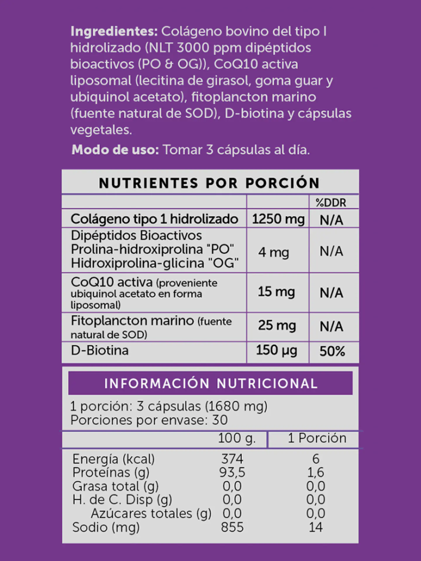 Collagen Pro Péptidos Bioactivos 90 Cápsulas 2