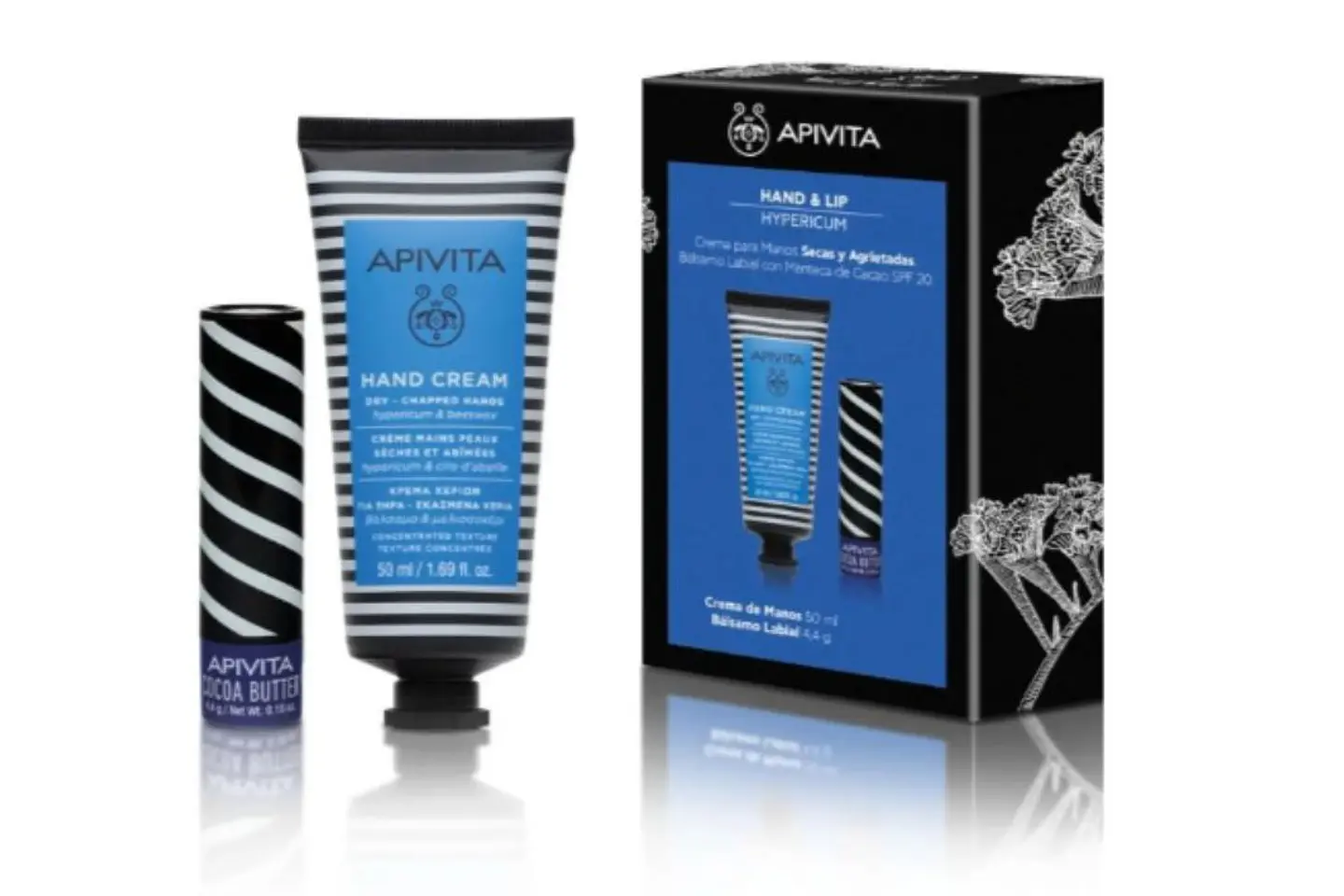 Set Crema de Manos Reparadora de Hypericum 50ml y Bálsamo Labial de Cocoa  1